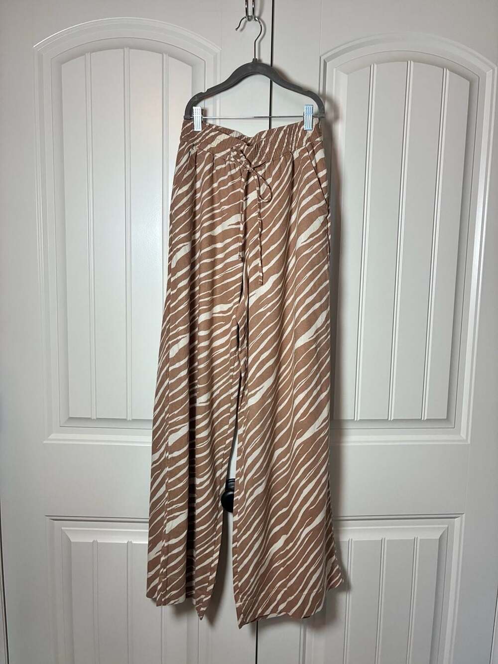 A New Day Brown Zebra Stripe High-Rise Wide-Leg Pull-On Pants